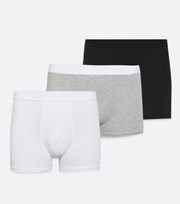 New Look 3 Pack White Grey and Black Jersey Boxers